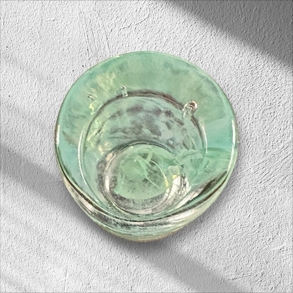 Reijmyre Sweden Round Sea Blue/Clear Glass Votive Candle Holder 3"x 3" - Picture 5 of 16